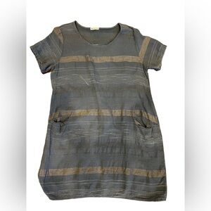 New collection linen/ cotton blend striped dress